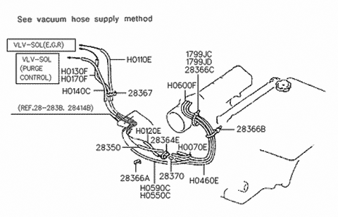1997 Hyundai Sonata Pipe Assembly-Vacuum Diagram for 28360-35640