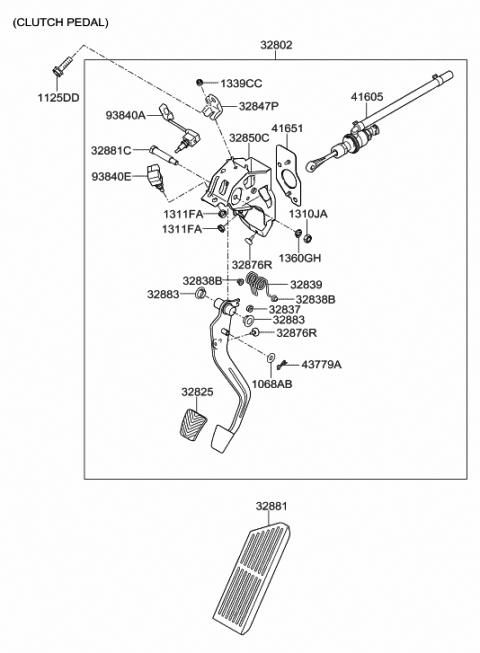 Genuine Hyundai 32802-3Q500 Clutch Pedal Assembly Genuine Hyundai 32802-3Q500 Clutch Pedal Assembly