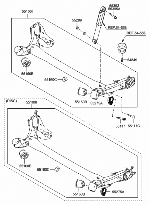 MAS CA60544 Rear Passenger Side Suspension Trailing Arm for Select Hyundai Models 