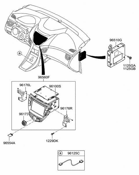 2013 Hyundai Elantra Head Unit Assembly-Avn Diagram for 96560-3X101-FP