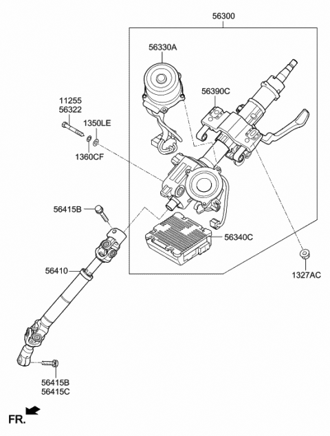 2013 Hyundai Elantra Column & Shaft Assembly-Steering Diagram for 56310-3X900