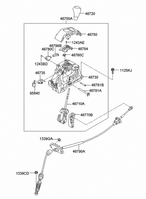 2012 Hyundai Elantra Indicator Assembly-Shift Lever Diagram for 46750-3X100