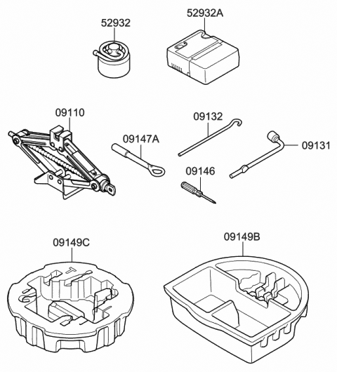Genuine Hyundai 09149-A5700 Tire Tool Case Genuine Hyundai 09149-A5700 Tire Tool Case