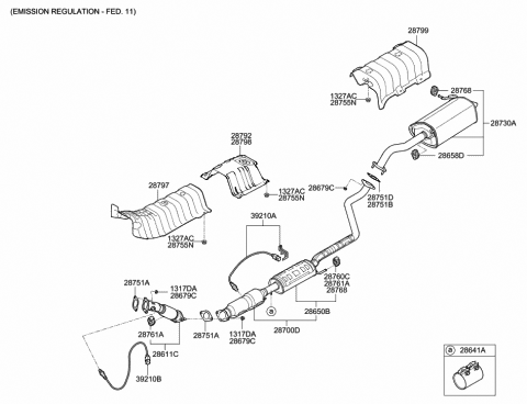 2012 Hyundai Elantra Hanger-Exhaust Pipe Diagram for 28761-3K100
