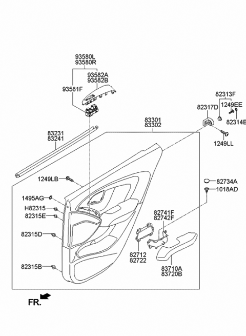 2015 Hyundai Sonata Hybrid Back Assembly-Front Seat Driver Diagram for 88301-4R000-Y5S