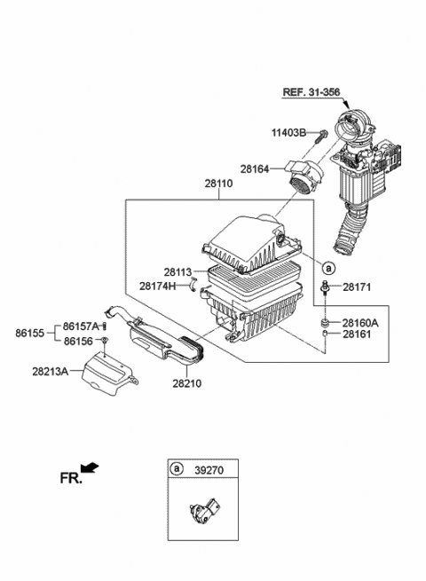 2015 Hyundai Tucson Cleaner Assembly-Air Diagram for 28110-4W000