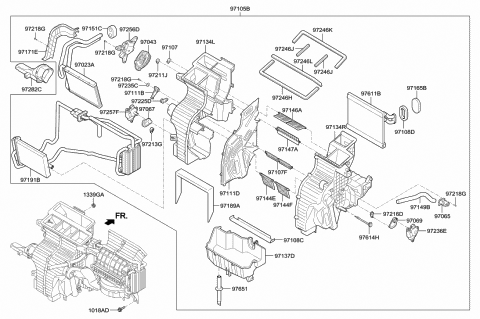 2016 Hyundai Tucson Case-Heater & Evaporator,RH Diagram for 97135-4W000