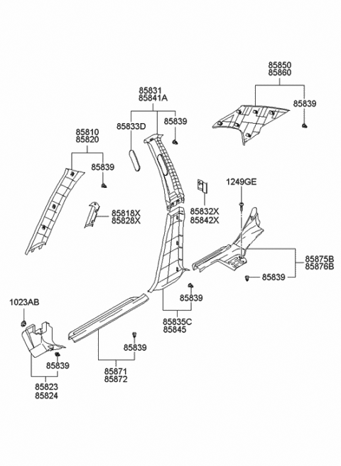 2005 Hyundai Sonata Trim Assembly-Rear Door Scuff LH Diagram for 85875-38000-LK