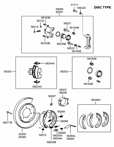 2004 Hyundai Sonata Boot-Guide Rod Diagram for 58164-33000