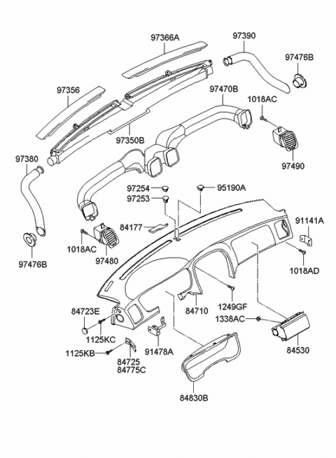 2004 Hyundai Sonata Crash Pad Assembly-Main Diagram for 84710-3D550-LK