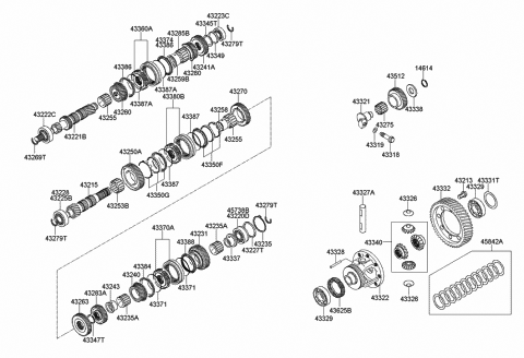 2004 Hyundai Sonata Bearing-Automatic Transmission Transfer Gear Diagram for 45738-36040