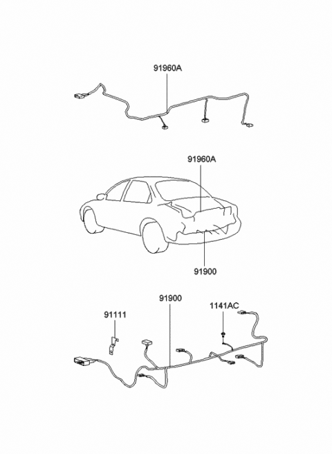 2005 Hyundai Sonata Wiring Assembly-Trunk Room Diagram for 91900-3D022