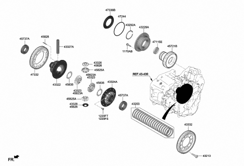 2019 Hyundai Kona Gear-Differential Drive Diagram for 43332-2D220