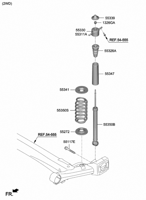 2018 Hyundai Kona Rear Shock Absorber Assembly Diagram for 55307-J9UA0