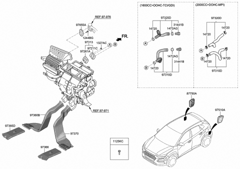 2020 Hyundai Kona Duct-Rear Heating Rear,LH Diagram for 97365-J9000