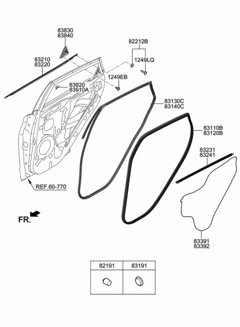 2020 Hyundai Kona Seal-Rear Door Trim LH Diagram for 83391-J9000