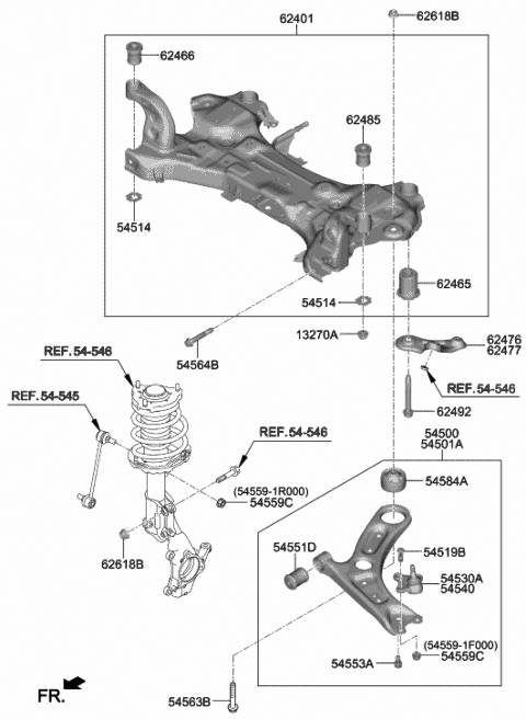 OEM Lower Control Arm 54500-J9000 Front/LH Suspension for Hyundai Kona 2018~2022