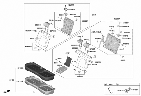 2018 Hyundai Kona Rear Seat Cushion Covering, Right Diagram for 89460-J9100-SNW