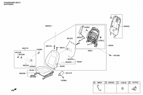2018 Hyundai Kona Front Cushion Covering, Right Diagram for 88260-J9130-SNW