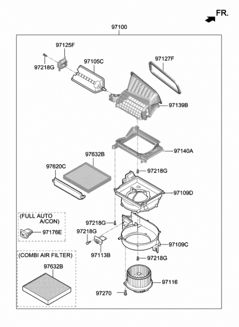 2020 Hyundai Kona Filter Assembly Air Diagram for 97133-J9000