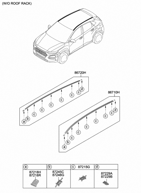 2018 Hyundai Kona Roof Garnish & Rear Spoiler Diagram 1