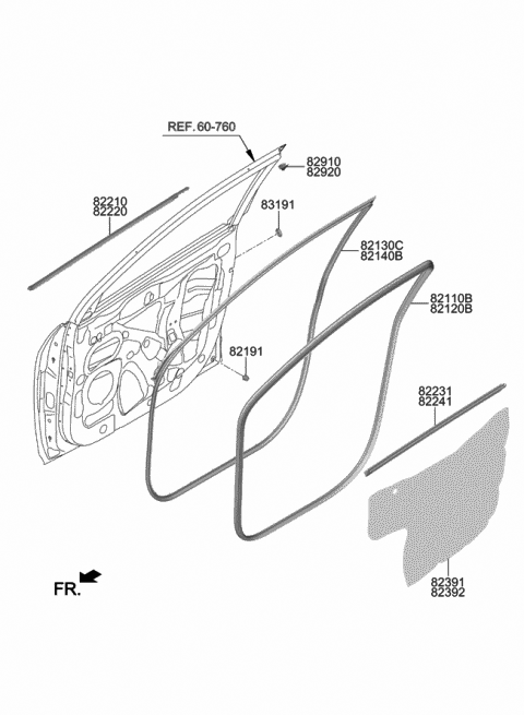 2018 Hyundai Kona W/STRIP Assembly-FR Dr Belt O/S LH Diagram for 82210-J9001