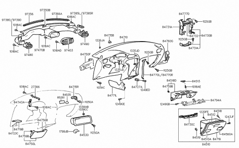 1995 Hyundai Elantra Pin-Guide Crash Pad Center Mounting Diagram for 84715-37000