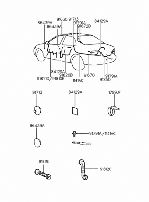 1996 Hyundai Elantra Wiring Assembly-Front Door(Passenger) Diagram for 91840-29550