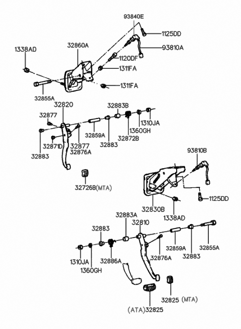1999 Hyundai Elantra Member-Pedal Support(Brake) Diagram for 32860-29000