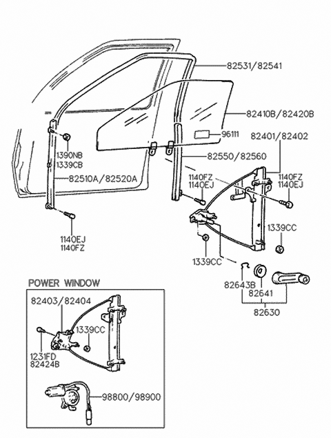 1996 Hyundai Elantra Channel Assembly-Door Glass Guide Diagram for 82520-29000