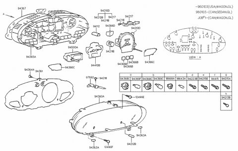 1999 Hyundai Elantra Bulb Diagram for 94369-36000