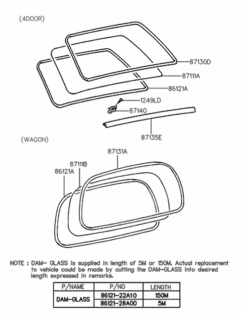 1999 Hyundai Elantra Glass-TAILGATE Diagram for 87111-29660