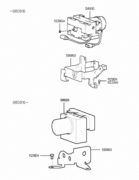 1999 Hyundai Elantra Hydraulic Module Diagram for 58910-29300
