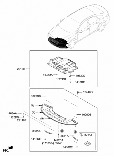 2017 Hyundai Sonata Hybrid Panel Assembly-Under Cover,Front Diagram for 29110-E6200