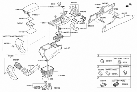 2017 Hyundai Sonata Hybrid Mat-Rear Console Tray Diagram for 84646-C1000