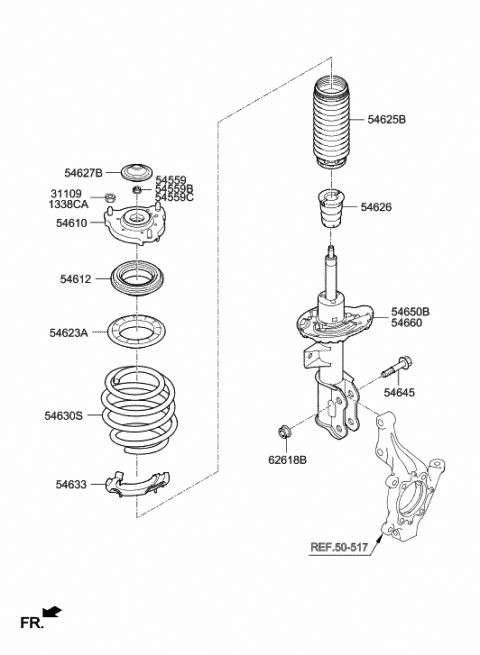 Front Genuine Hyundai 54660-21121 Strut Assembly Right Front Genuine Hyundai 54660-21121 Strut Assembly Right