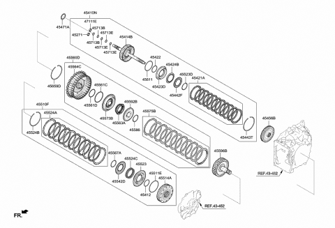 2017 Hyundai Sonata Hybrid Retainer Assembly-Engine Clutch Diagram for 45564-3D000