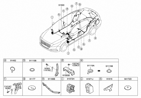 2017 Hyundai Sonata Hybrid Wiring Assembly-Floor Diagram for 91556-E6181