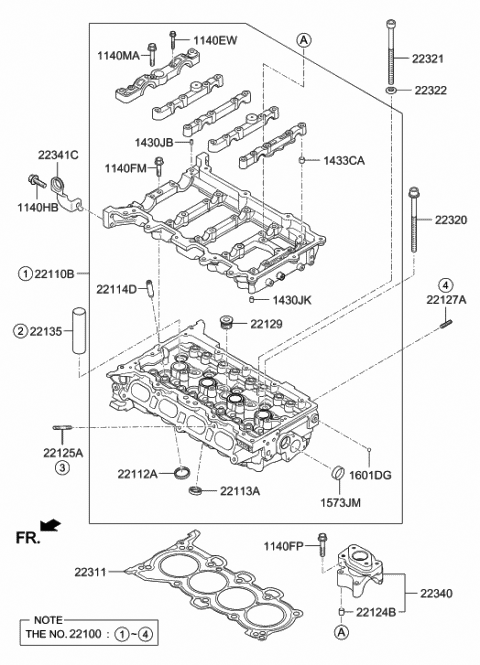 2017 Hyundai Sonata Hybrid Head Assembly-Cylinder Diagram for 5D085-2EU00