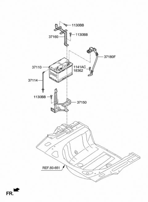 2017 Hyundai Sonata Hybrid Battery Sensor Assembly Diagram for 37180-M9100