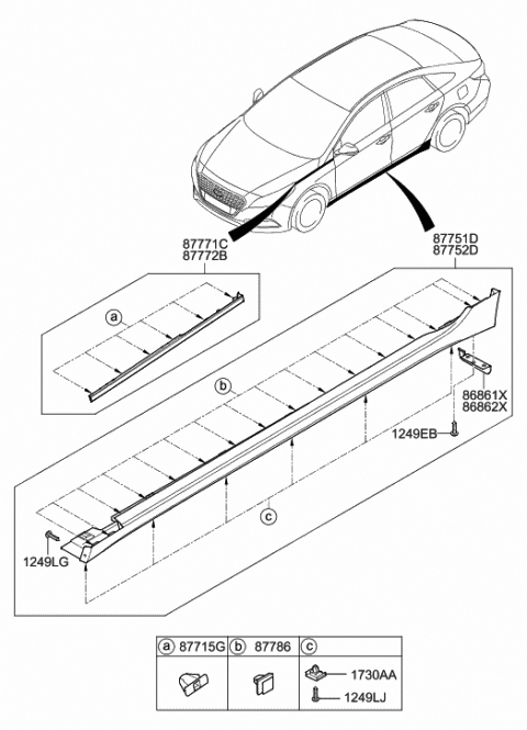 2016 Hyundai Sonata Hybrid Moulding Assembly-Side Sill,RH Diagram for 87752-E6000