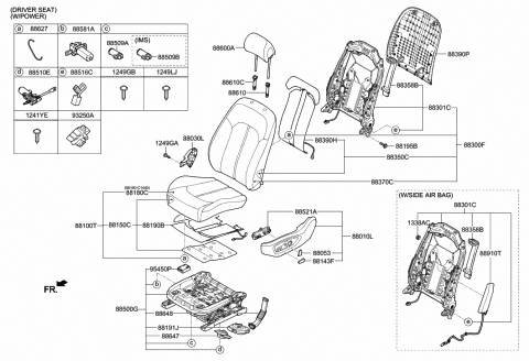 2017 Hyundai Sonata Hybrid Back Assembly-Front Seat Driver Diagram for 88302-C1910-SLG
