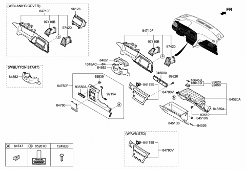 2016 Hyundai Sonata Hybrid Duct Assembly-Center Air Ventilator,LH Diagram for 97410-C1000-VDA