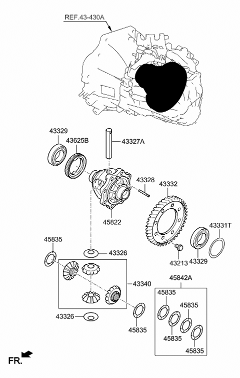 2020 Hyundai Elantra Gear-Differential Drive Diagram for 43332-32270