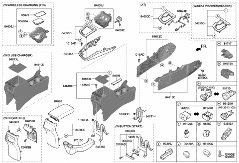 2020 Hyundai Elantra GARNISH-Console RR Diagram for 84616-F2AA0-PKG
