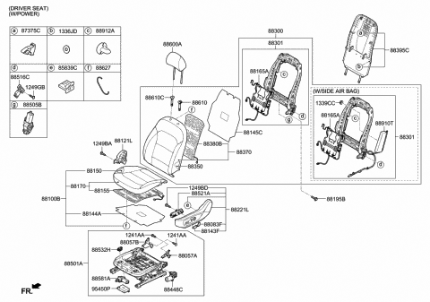 2020 Hyundai Elantra Front Cushion Covering, Left Diagram for 88160-F2011-SVS
