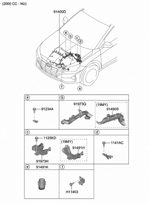 2019 Hyundai Elantra Wiring Assembly-Control Diagram for 91475-F2030