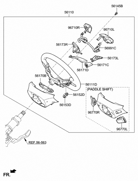 2019 Hyundai Elantra Steering Wheel Assembly Diagram for 56110-F2AD0-SSH