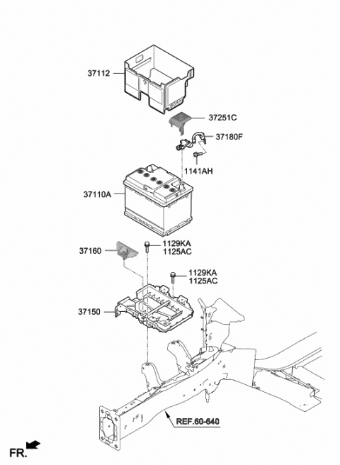 2019 Hyundai Elantra Tray Assembly-Battery Diagram for 37150-F2500
