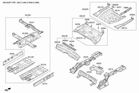 2020 Hyundai Elantra Panel Assembly-Center Floor Side,R Diagram for 65120-F2200